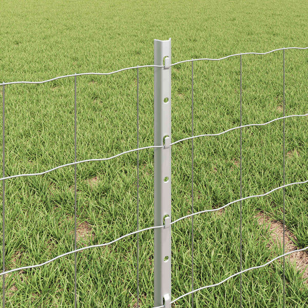 vidaXL Fence with Post Silver 0.4 x 50 m Steel