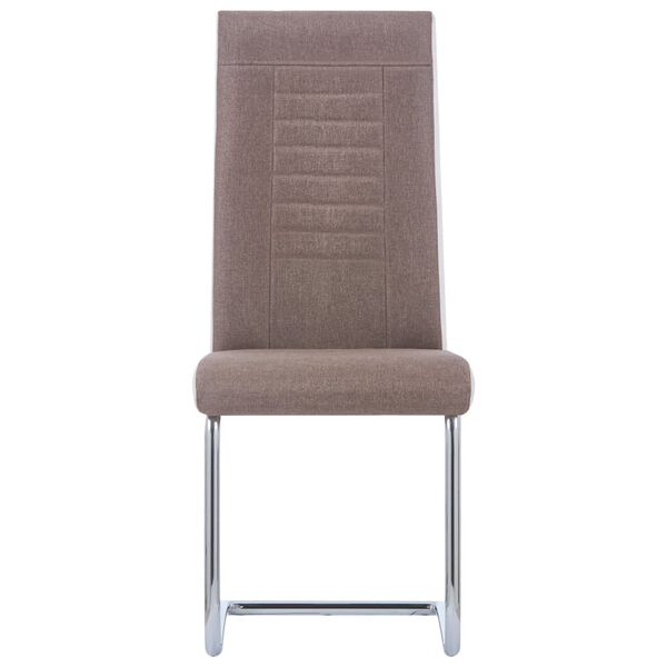 vidaXL Cantilever Dining Chairs 2 pcs Brown Fabric