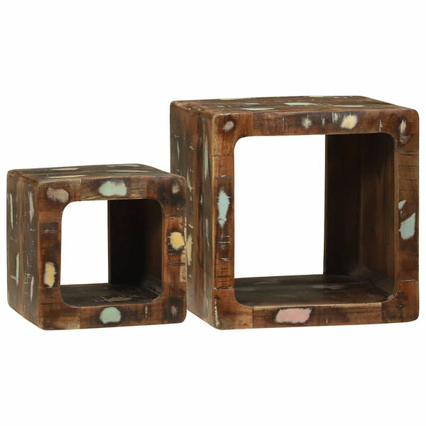 vidaXL TV Units 2 pcs Multicolour 36 x 30 x 36 cm Solid Reclaim Wood