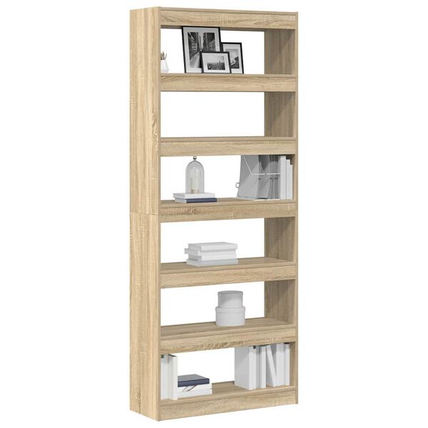 vidaXL Book Cabinet Sonoma Oak 80 x 30 x 198 cm Engineered Wood