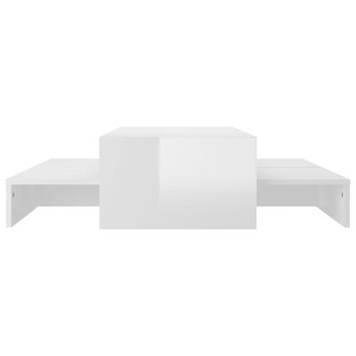 vidaXL Nesting Coffee Table Set High Gloss White 100x100x26.5 cm