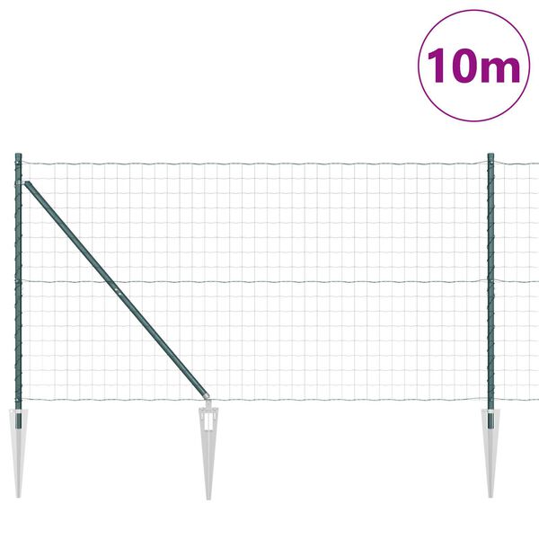 vidaXL Fence with Post Green 1.4 x 10 m Steel and PVC