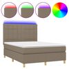 vidaXL Box Spring Bed with Mattress&LED Taupe 140x200 cm Fabric