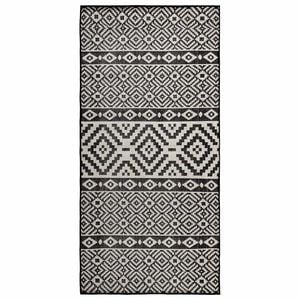 vidaXL Outdoor Flatweave Rug 80x150 cm Black Stripes