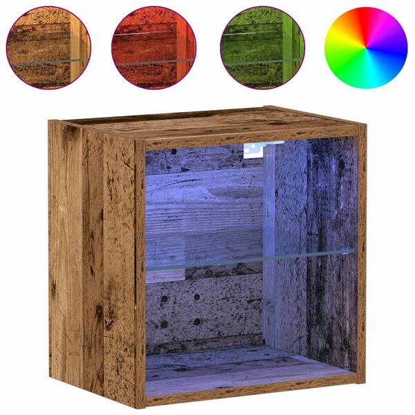 vidaXL Floating Shelf with LED Light Brown 40 x 28.5 x 40 cm