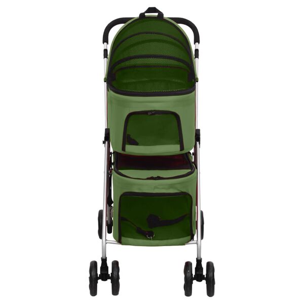 vidaXL 2-Layers Folding Dog Stroller Green 83x48x97 cm Oxford Fabric