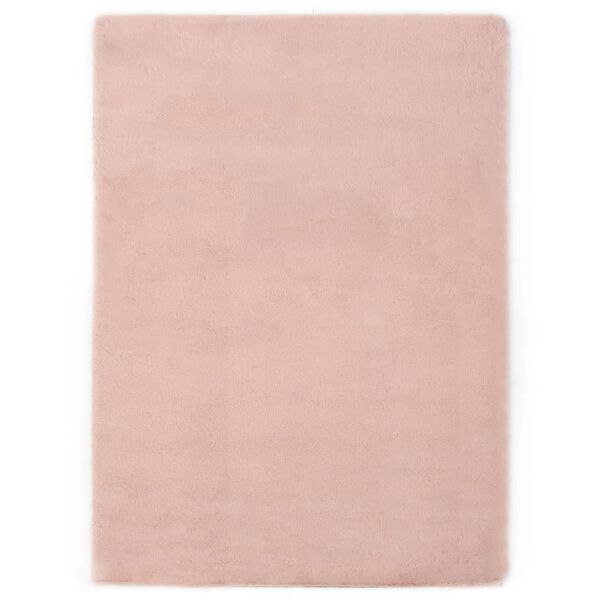 vidaXL Rug 120x160 cm Faux Rabbit Pelt Old Pink