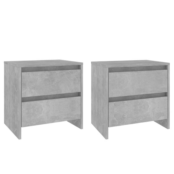 vidaXL Bedside Cabinets 2 pcs Concrete Grey 45x34.5x44.5 cm Engineered Wood