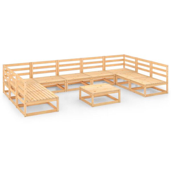 vidaXL 10 Piece Garden Lounge Set Solid Wood Pine