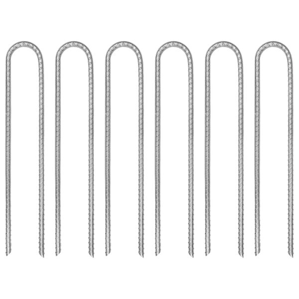 vidaXL Tent Pegs 6 pcs U-shaped 30 cm Ø7 mm Galvanised Steel