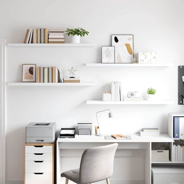 vidaXL Floating Wall Shelves 4 pcs White 120x23.5x3.8 cm MDF