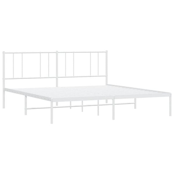 vidaXL Metal Bed Frame without Mattress with Headboard White 193x203cm