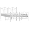 vidaXL Metal Bed Frame without Mattress with Footboard White 150x200cm