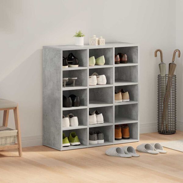 vidaXL Shoe Cabinet Concrete grey 77.5 x 30 x 83.5 cm Engineered Wood