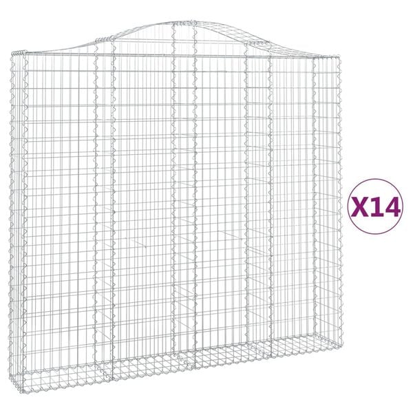 vidaXL Arched Gabion Baskets 14 pcs 200x30x180/200 cm Galvanised Iron