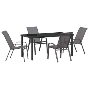 vidaXL Garden Dining Set 5 pcs Grey and Black Powder-coated Steel
