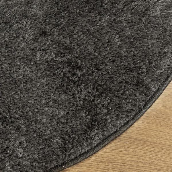 vidaXL Rug ISTAN High Pile Shiny Look Anthracite Ø 100 cm