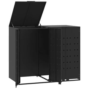 vidaXL Wheelie Bin Storage for 2 Bins Black 136 x 77.5 x 121.5 cm