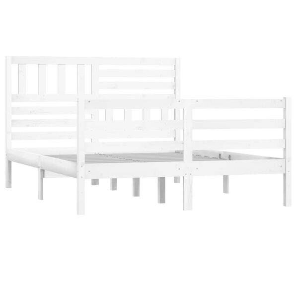 vidaXL Bed Frame without Mattress White 150x200 cm King Size King Size Solid Wood