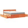 vidaXL Bed with Drawers and Mattress Wax Brown 200x200 cm Solid Wood Pine