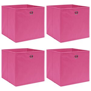 vidaXL Storage Box | Set of 4 | Pink | Non-woven fabric (100% polyester)
