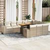 vidaXL 10 Piece Garden Sofa Set with Cushions Beige Poly Rattan Acacia