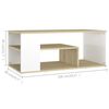 vidaXL Coffee Table White and Sonoma Oak 100x50x40 cm Engineered Wood