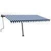 vidaXL Manual Retractable Awning with LED 450x300 cm Blue and White