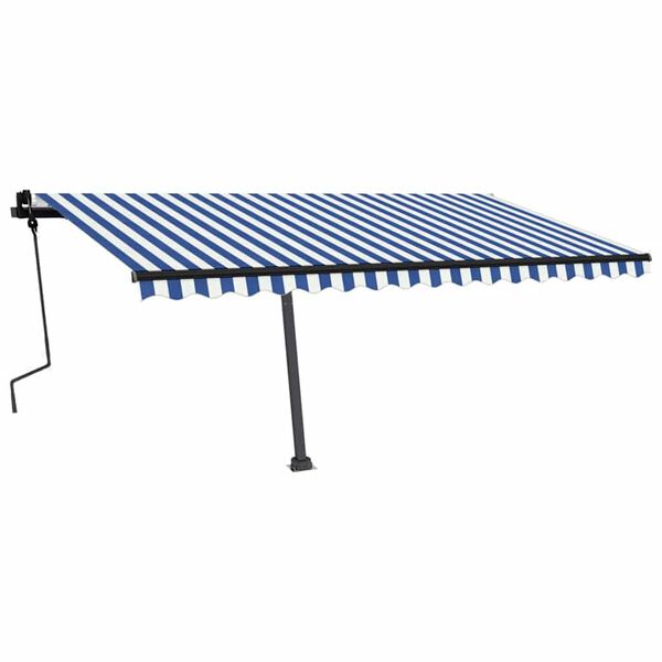 vidaXL Manual Retractable Awning with LED 450x300 cm Blue and White