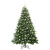 vidaXL Artificial Christmas Tree with 300 LEDs Green 210 cm PE and PVC