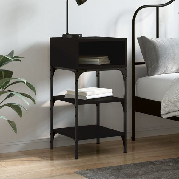 vidaXL Bedside Table Black 35x34.5x70 cm Engineered Wood
