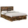vidaXL Bed Frame with Drawer Smoked Oak 140 x 200 cm Engineered Wood