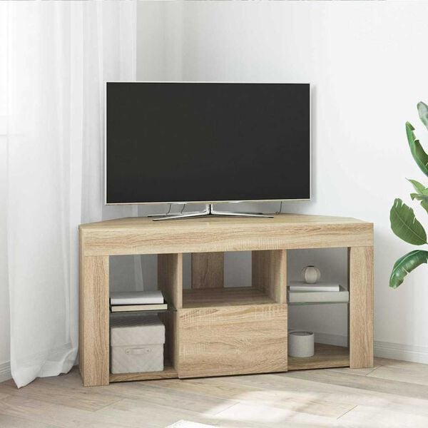 vidaXL Corner LED TV Cabinet Wall-mounted Sonoma Oak 100 x 40 x 50 cm