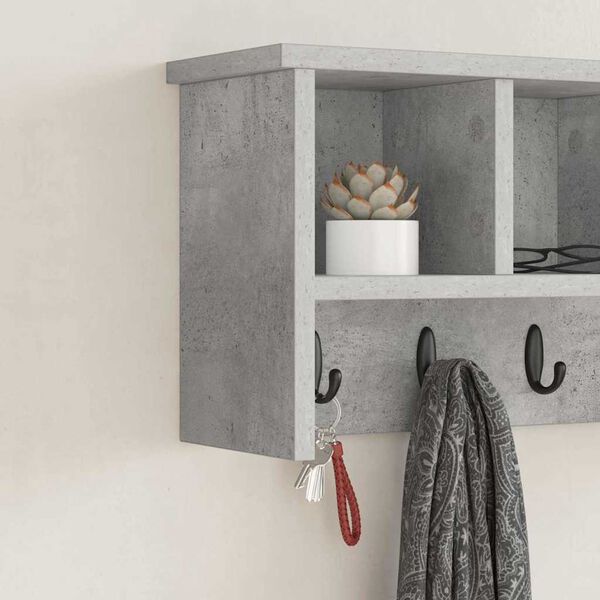 vidaXL Wall-Mounted Coat Rack with Shelf Concrete grey 50 x 16 x 26 cm