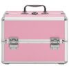 vidaXL Make-up Case 22x30x21 cm Pink Aluminium