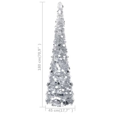 vidaXL Pop-up Artificial Christmas Tree Silver 180 cm PET