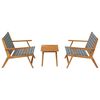 vidaXL Garden Chairs with Table 3 pcs Black 90 x 45 x 40 cm