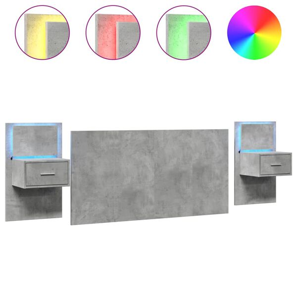 vidaXL Bed Headboard with Cabinets Concrete Grey 160 cm Engineered Wood