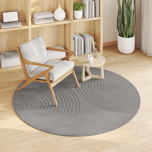 vidaXL Area Rugs Round HUARTE Grey &Oslash; 160 CM Polyester