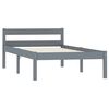 vidaXL Bed Frame without Mattress Grey Solid Pine Wood 90x200 cm