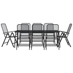 vidaXL 9 Piece Garden Dining Set Anthracite Metal Mesh