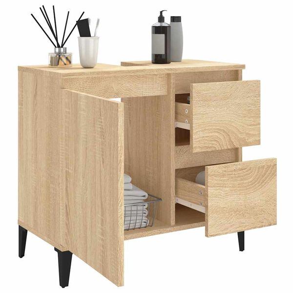vidaXL Bathroom Cabinet Sonoma Oak 65x33x60 cm Engineered Wood