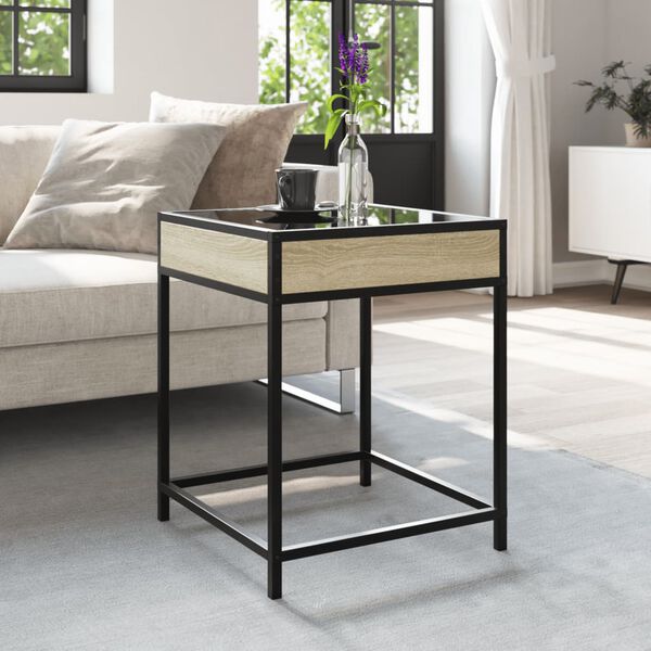 vidaXL Coffee Table with Infinity LED Sonoma Oak 40x40x51 cm