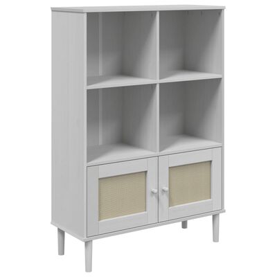 vidaXL Bookcase SENJA Rattan Look White 90x35x130 cm Solid Wood Pine