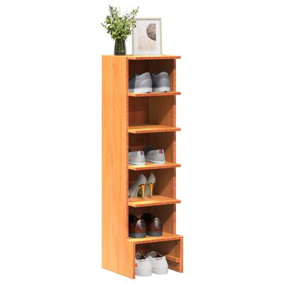 vidaXL Shoe Cabinet Wax Brown 28x30x104 cm Solid Wood Pine