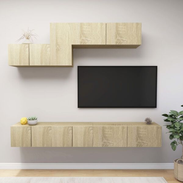 vidaXL 6 Piece TV Cabinet Set Sonoma Oak Engineered Wood