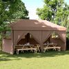vidaXL Foldable Party Tent Pop-Up with 4 Sidewalls Brown