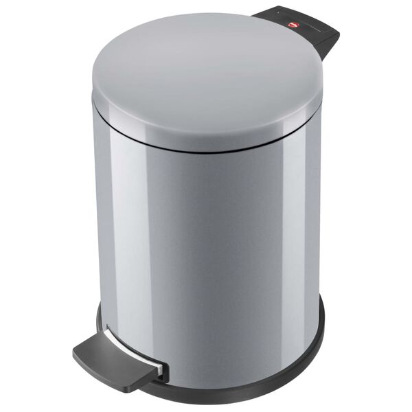Hailo Pedal Bin Solid M 12L Silver with Galvanized Inner Bin