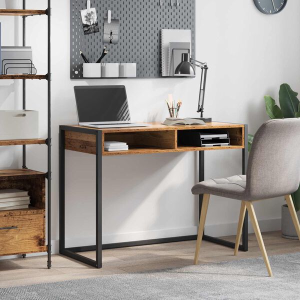 vidaXL Desk with Storage Old Wood 100 x 50 x 75 cm Engineered Wood