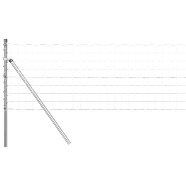 vidaXL Fence with Post Silver 0.8 x 25 m Steel and PVC